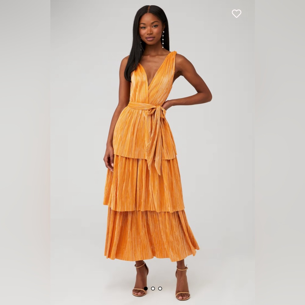 Sabina Musayev Alma Sleeveless V Neck Midi Dress in Mandarin